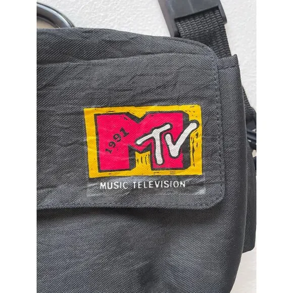 Vtg 1991 MTV Logo Small Shoulder Bag / Nylon Rare Music Awards Television 1990s